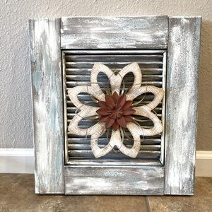 Repurposed hand made shutter wall decor